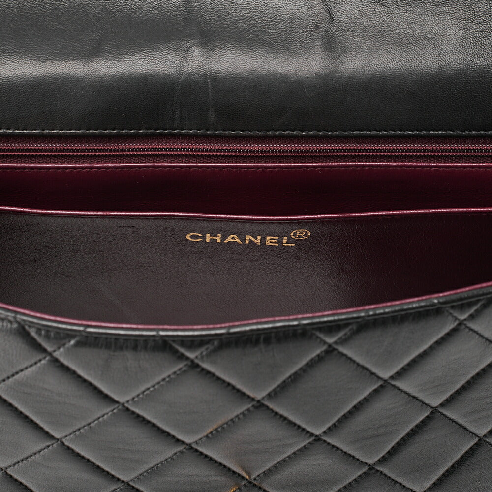 CHANEL Lambskin Matelasse Turnlock Single One Shoulder Black Gold-Tone Hardware, Pre-Owned