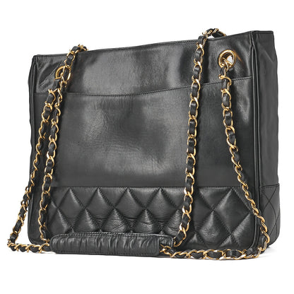 シャネル マトラッセ ダブルチェーン ショルダーバッグ ラムスキン ブラック ゴールド金具, 中古品