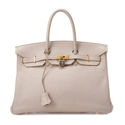 HERMES バーキン35 ハンドバッグ トリヨンクレマンス グリトゥルティエール ゴールド金具 中古品