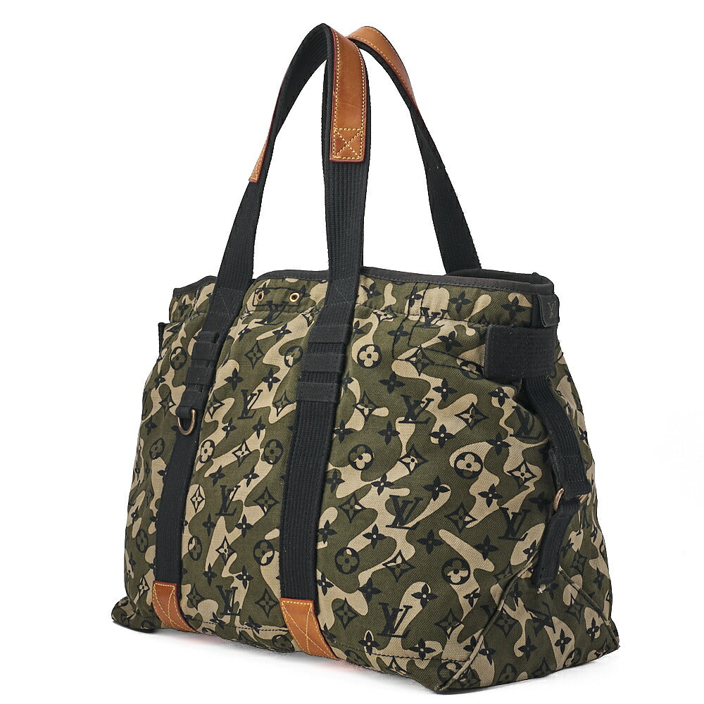 LOUIS VUITTON ルイヴィトン モノグラモ フラグメントレイ トートバッグ M95783 村上隆 マークジェイコブス カーキ ゴールド金具 中古品
