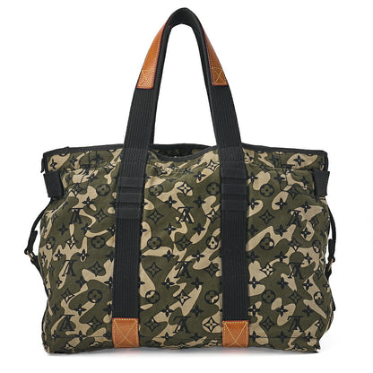 LOUIS VUITTON ルイヴィトン モノグラモ フラグメントレイ トートバッグ M95783 村上隆 マークジェイコブス カーキ ゴールド金具 中古品