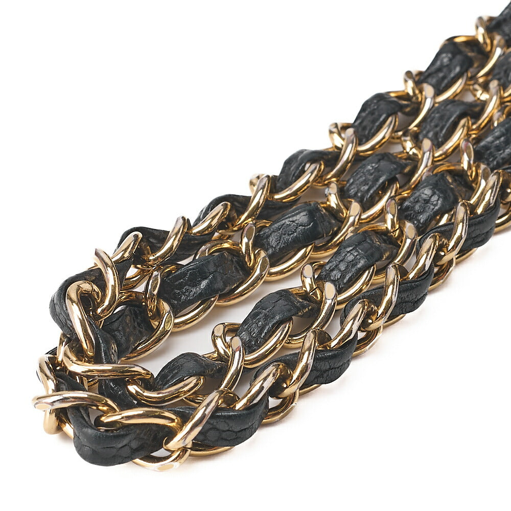 CHANEL Caviar Skin Matelasse 25cm Double Flap Chain Shoulder Black Gold-Tone Hardware, Pre-Owned