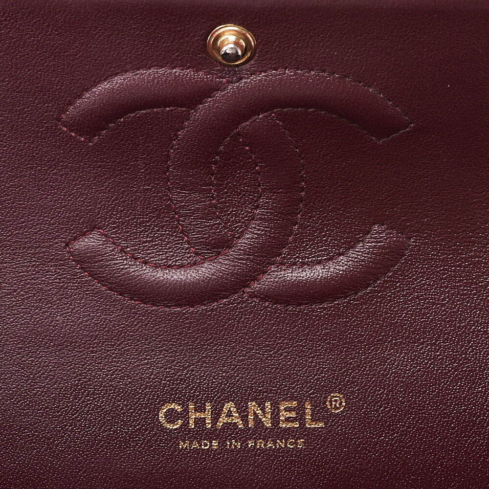 CHANEL Caviar Skin Matelasse 25cm Double Flap Chain Shoulder Black Gold-Tone Hardware, Pre-Owned