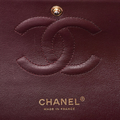 CHANEL Caviar Skin Matelasse 25cm Double Flap Chain Shoulder Black Gold-Tone Hardware, Pre-Owned