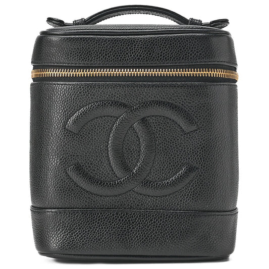CHANEL Cocomark Vanity Handbag Caviar Skin Black Gold-Tone Hardware, Pre-Owned