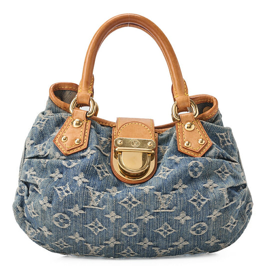 LOUIS VUITTON Monogram Denim Pretty Handbag Blue Gold-Tone Hardware, Pre-Owned