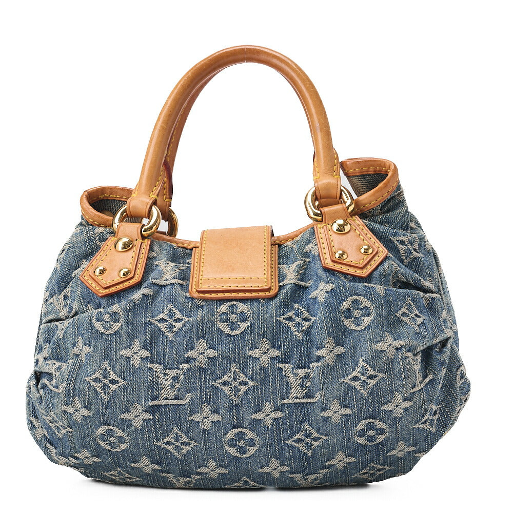 LOUIS VUITTON モノグラムデニム プリティ ハンドバッグ ブルー ゴールドトーン金具 中古