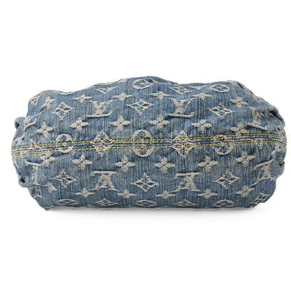 LOUIS VUITTON モノグラムデニム プリティ ハンドバッグ ブルー ゴールドトーン金具 中古