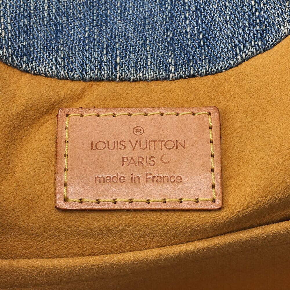 LOUIS VUITTON モノグラムデニム プリティ ハンドバッグ ブルー ゴールドトーン金具 中古