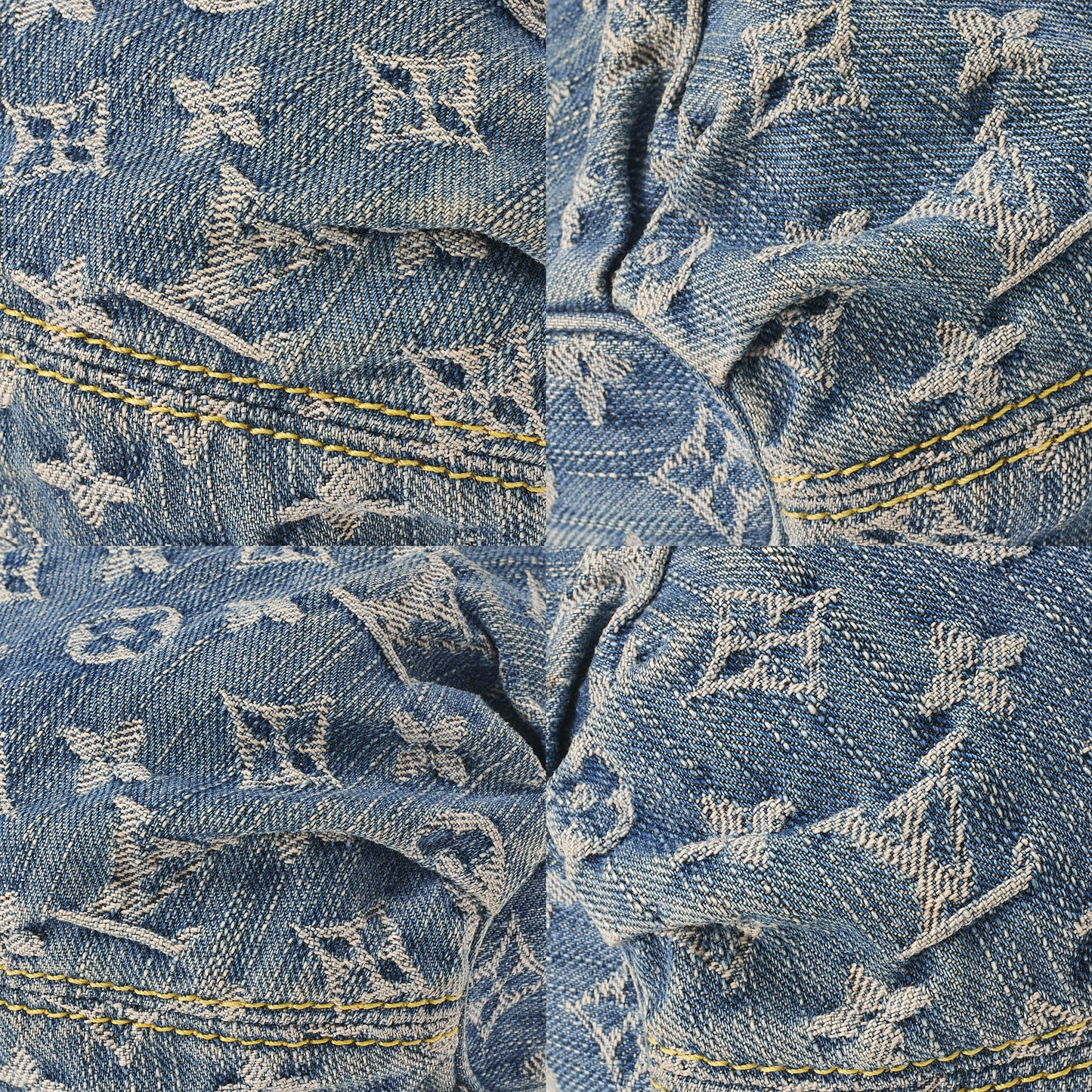LOUIS VUITTON モノグラムデニム プリティ ハンドバッグ ブルー ゴールドトーン金具 中古