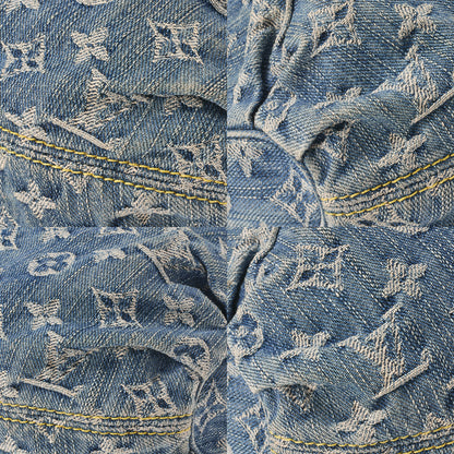 LOUIS VUITTON モノグラムデニム プリティ ハンドバッグ ブルー ゴールドトーン金具 中古