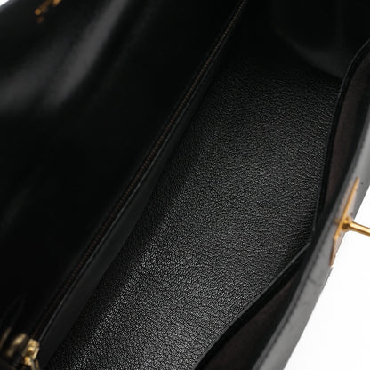 エルメス ケリー32 ハンドバッグ ボックスカーフ 外縫い ブラック ゴールド金具 中古