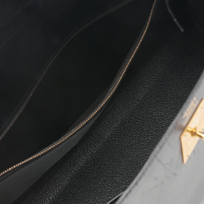 エルメス ケリー32 ハンドバッグ ボックスカーフ 外縫い ブラック ゴールド金具 中古