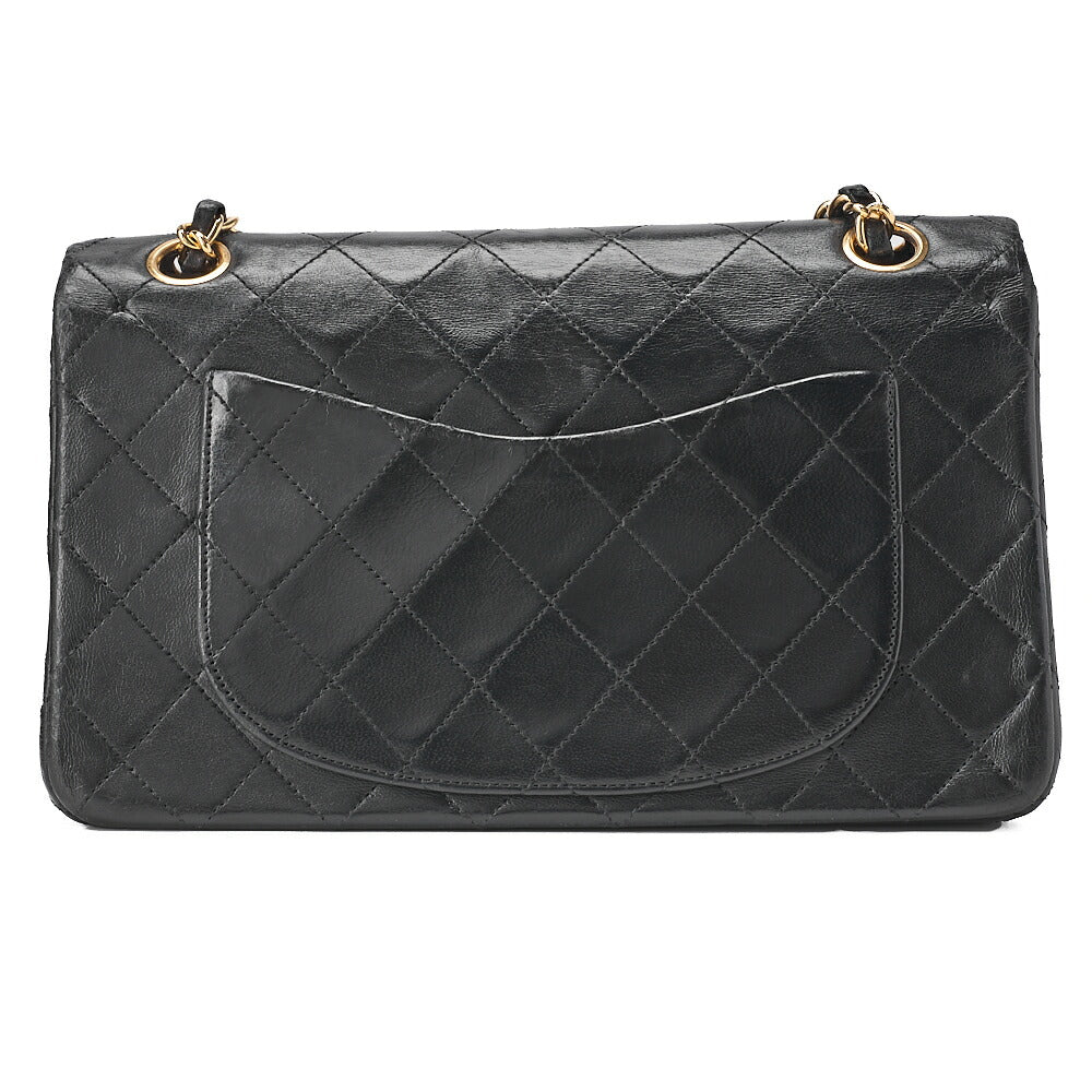 CHANEL チェーンショルダーバッグ マトラッセ23cm ダブルフラップ ラムスキン ブラック ゴールド金具, 中古品