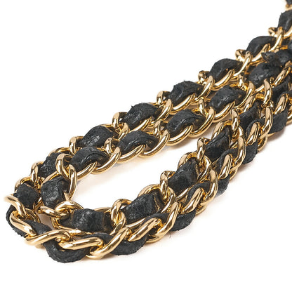 CHANEL チェーンショルダーバッグ マトラッセ23cm ダブルフラップ ラムスキン ブラック ゴールド金具, 中古品