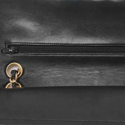 CHANEL チェーンショルダーバッグ マトラッセ23cm ダブルフラップ ラムスキン ブラック ゴールド金具, 中古品