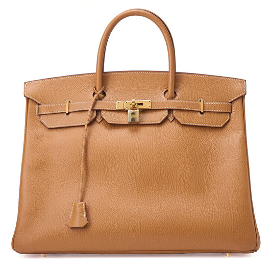 HERMES Birkin 40 Handbag Ardennes Gold Gold -Tone Hardware, Pre-Owned