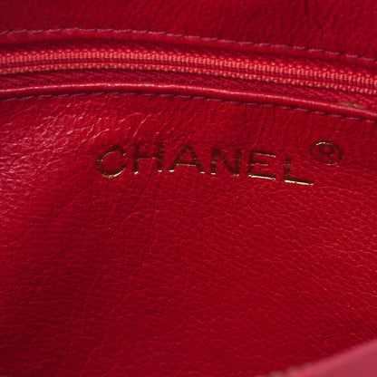CHANEL ココマーク フリンジ ラウンド チェーンショルダー ラムスキン レッド ゴールド金具 中古