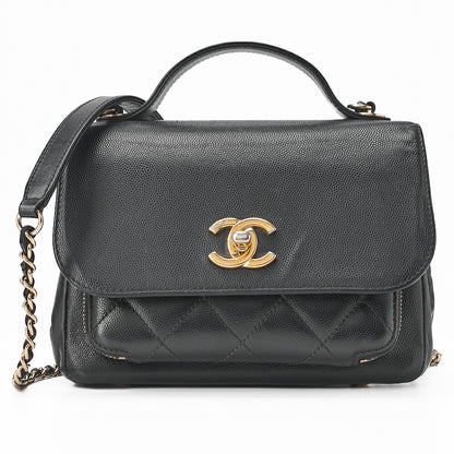 CHANEL Caviar Skin Business Affinity 2-Way Shoulder Bag Black Gold-Tone Hardware, Pre-Owned