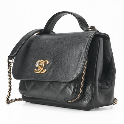 CHANEL Caviar Skin Business Affinity 2-Way Shoulder Bag Black Gold-Tone Hardware, Pre-Owned