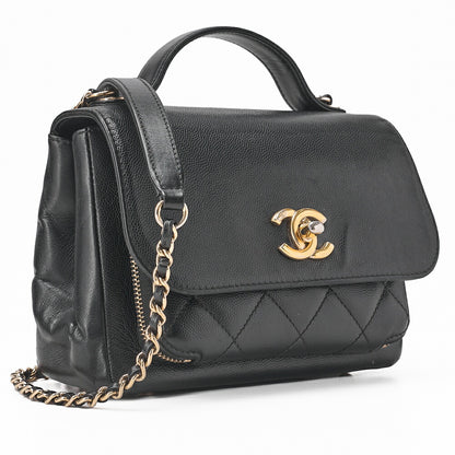 CHANEL Caviar Skin Business Affinity 2-Way Shoulder Bag Black Gold-Tone Hardware, Pre-Owned