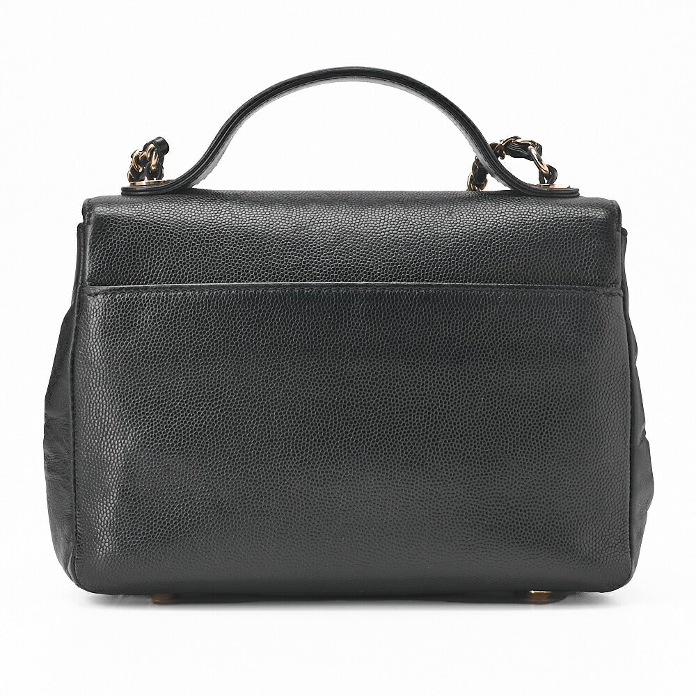 CHANEL Caviar Skin Business Affinity 2-Way Shoulder Bag Black Gold-Tone Hardware, Pre-Owned