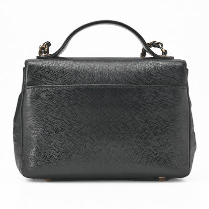 CHANEL Caviar Skin Business Affinity 2-Way Shoulder Bag Black Gold-Tone Hardware, Pre-Owned