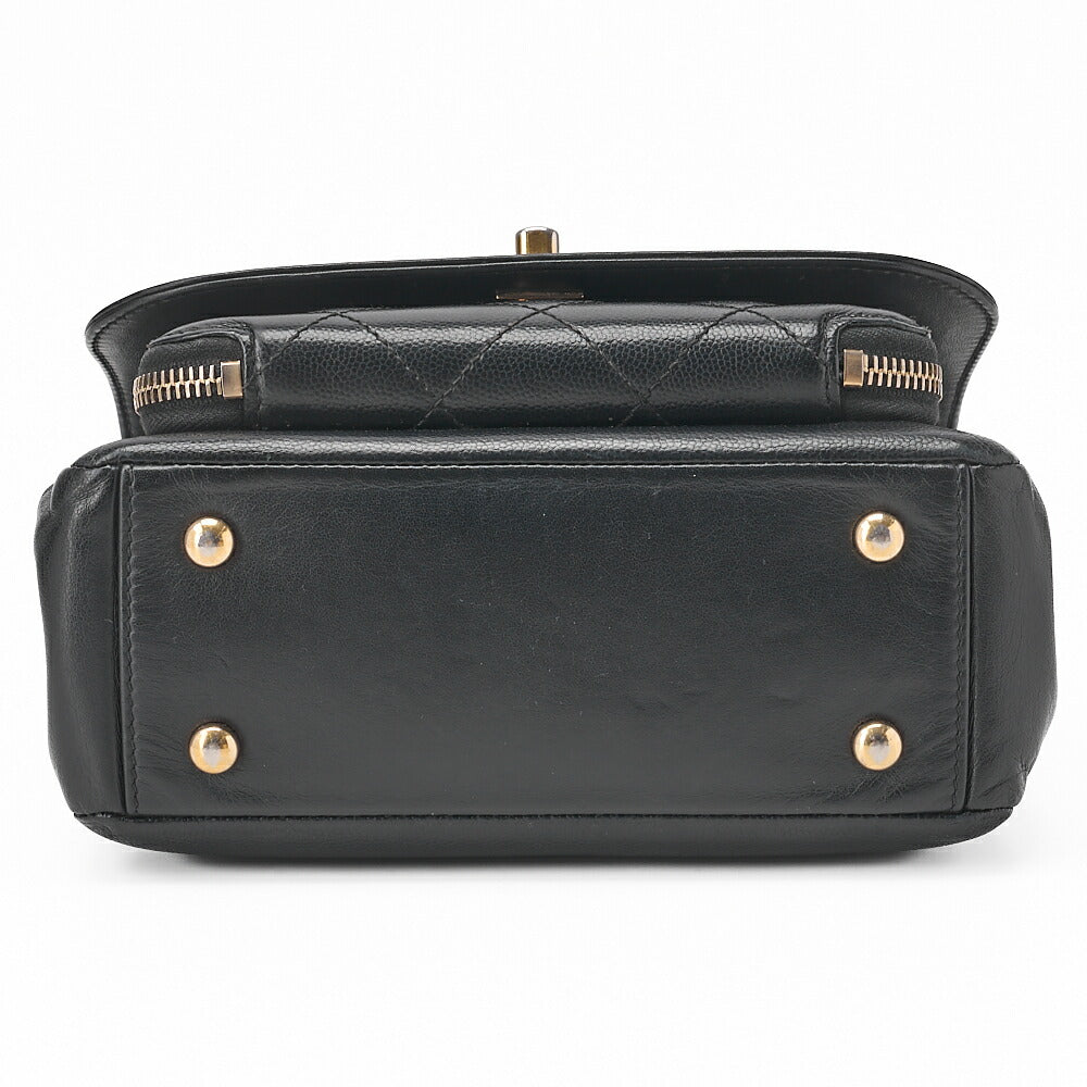 CHANEL Caviar Skin Business Affinity 2-Way Shoulder Bag Black Gold-Tone Hardware, Pre-Owned