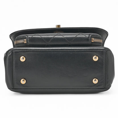 CHANEL Caviar Skin Business Affinity 2-Way Shoulder Bag Black Gold-Tone Hardware, Pre-Owned