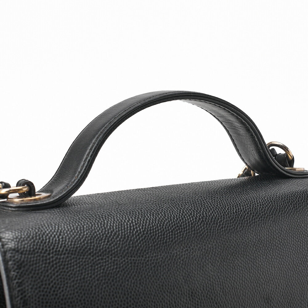 CHANEL Caviar Skin Business Affinity 2-Way Shoulder Bag Black Gold-Tone Hardware, Pre-Owned