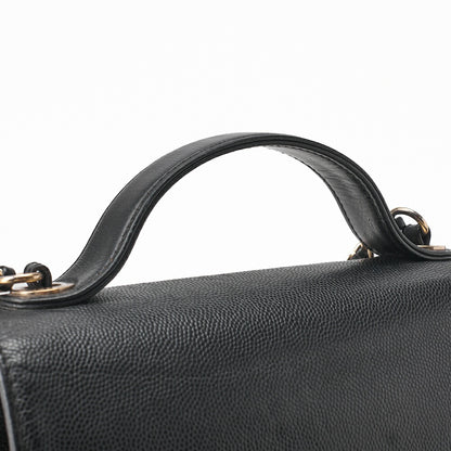 CHANEL Caviar Skin Business Affinity 2-Way Shoulder Bag Black Gold-Tone Hardware, Pre-Owned