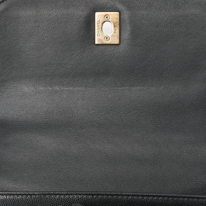CHANEL Caviar Skin Business Affinity 2-Way Shoulder Bag Black Gold-Tone Hardware, Pre-Owned