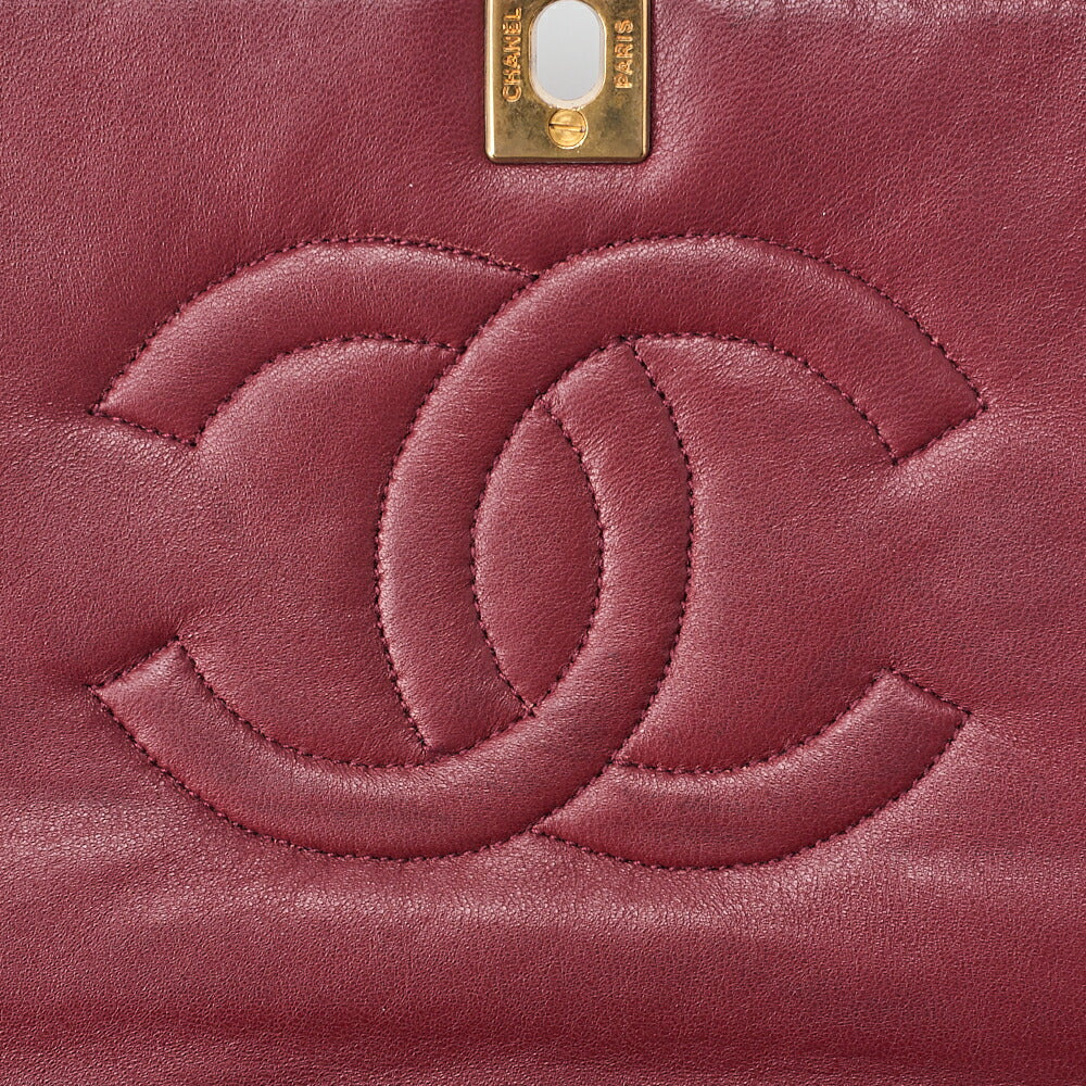 CHANEL Lambskin Matelasse Turnlock Full Flap Chain Shoulder Black Gold-Tone Hardware, Pre-Owned