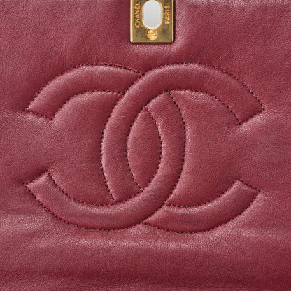CHANEL Lambskin Matelasse Turnlock Full Flap Chain Shoulder Black Gold-Tone Hardware, Pre-Owned