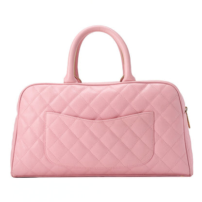 CHANEL Handbag Boston Bag Caviar Skin Matlasse Cocomark Pink Gold-Tone Hardware, Pre-Owned