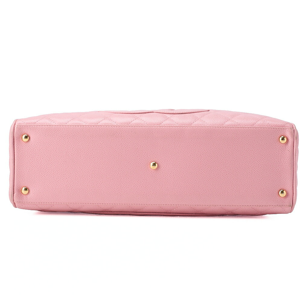 CHANEL Handbag Boston Bag Caviar Skin Matlasse Cocomark Pink Gold-Tone Hardware, Pre-Owned