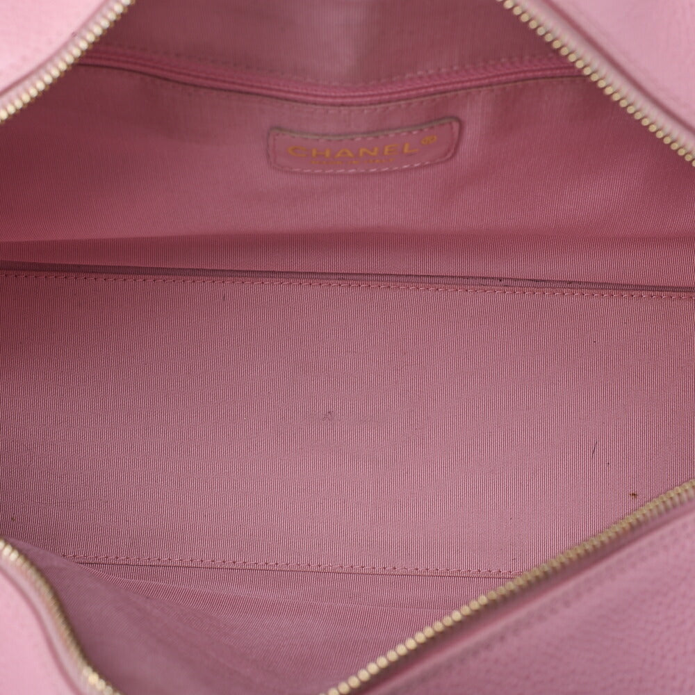 CHANEL Handbag Boston Bag Caviar Skin Matlasse Cocomark Pink Gold-Tone Hardware, Pre-Owned