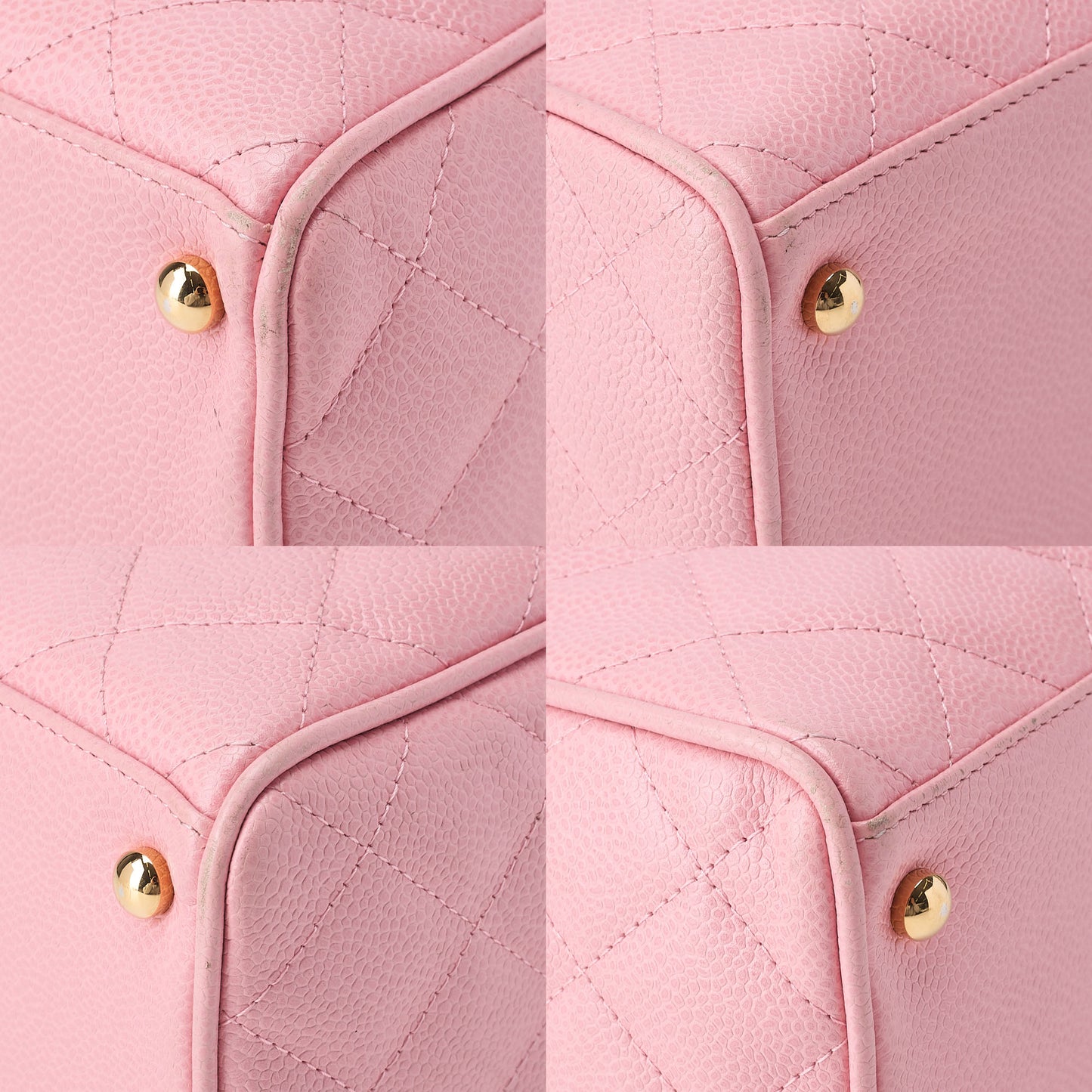 CHANEL Handbag Boston Bag Caviar Skin Matlasse Cocomark Pink Gold-Tone Hardware, Pre-Owned