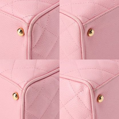 CHANEL Handbag Boston Bag Caviar Skin Matlasse Cocomark Pink Gold-Tone Hardware, Pre-Owned