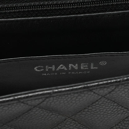CHANEL Chain Shoulder Bag Mini Matelasse 17cm Caviar Skin Black Silver-Tone Hardware, Pre-Owned