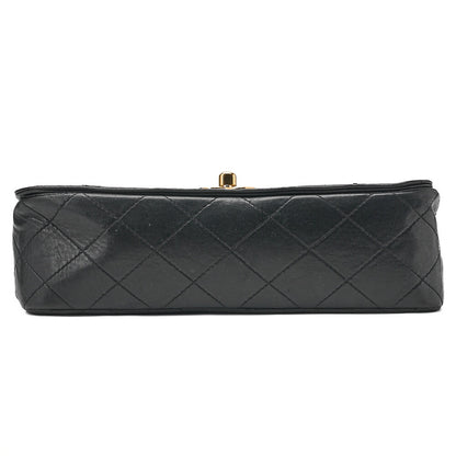 CHANEL Lambskin Matelasse Turnlock Full Flap Chain Shoulder Black Gold-Tone Hardware, Pre-Owned