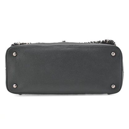 CHANEL シャネル パッチエアライン 2WAY チェーンショルダーバッグ ツイード×キャビアスキン 黒×バイカラー シルバー金具 中古