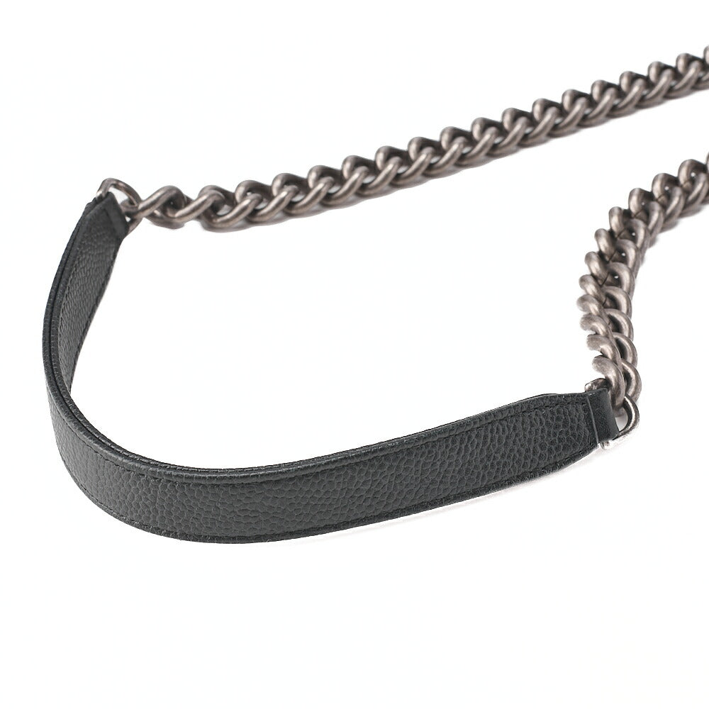 CHANEL シャネル パッチエアライン 2WAY チェーンショルダーバッグ ツイード×キャビアスキン 黒×バイカラー シルバー金具 中古