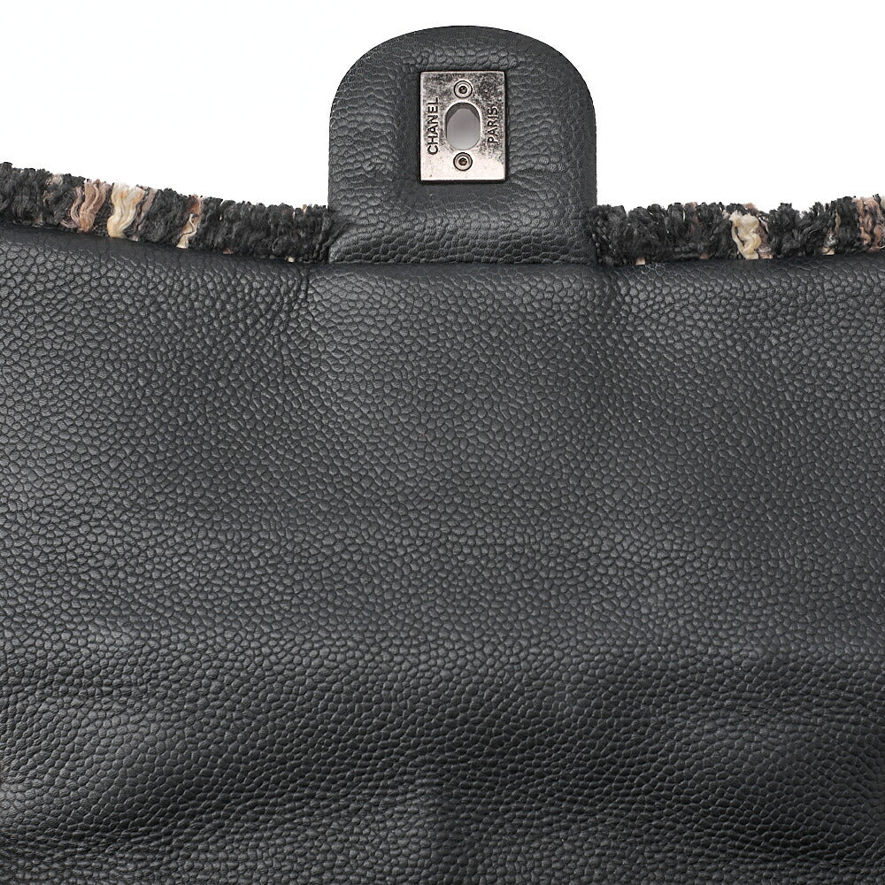 CHANEL シャネル パッチエアライン 2WAY チェーンショルダーバッグ ツイード×キャビアスキン 黒×バイカラー シルバー金具 中古