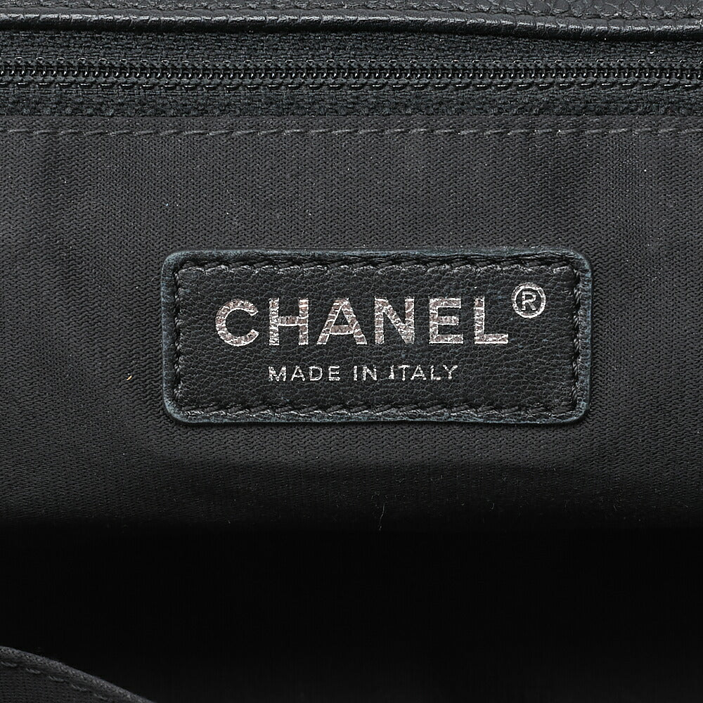 CHANEL シャネル パッチエアライン 2WAY チェーンショルダーバッグ ツイード×キャビアスキン 黒×バイカラー シルバー金具 中古