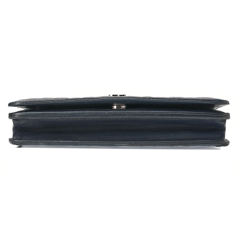 CHANEL Lambskin Ultra Stitch Magnetic Lock Chain Wallet Navy Silver-Tone Hardware, Pre-Owned