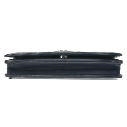 CHANEL Lambskin Ultra Stitch Magnetic Lock Chain Wallet Navy Silver-Tone Hardware, Pre-Owned