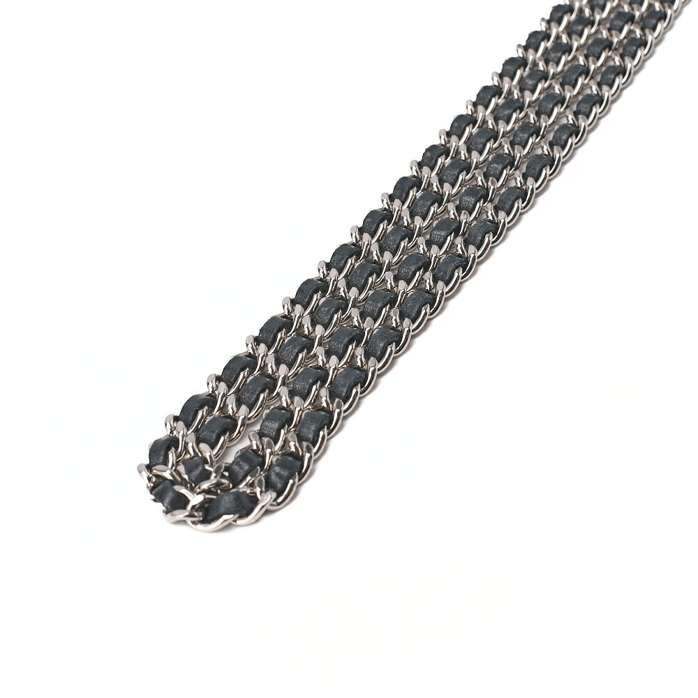 CHANEL Lambskin Ultra Stitch Magnetic Lock Chain Wallet Navy Silver-Tone Hardware, Pre-Owned