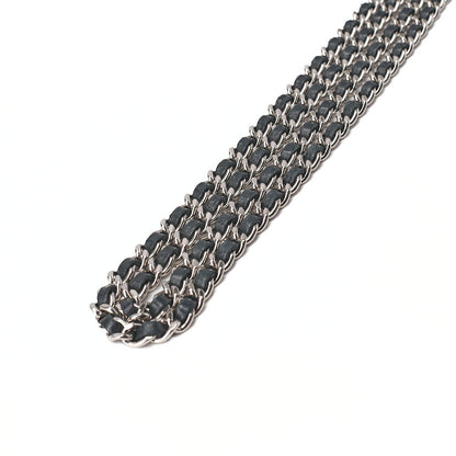 CHANEL Lambskin Ultra Stitch Magnetic Lock Chain Wallet Navy Silver-Tone Hardware, Pre-Owned