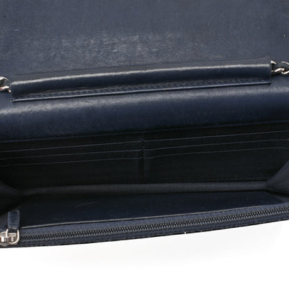 CHANEL Lambskin Ultra Stitch Magnetic Lock Chain Wallet Navy Silver-Tone Hardware, Pre-Owned